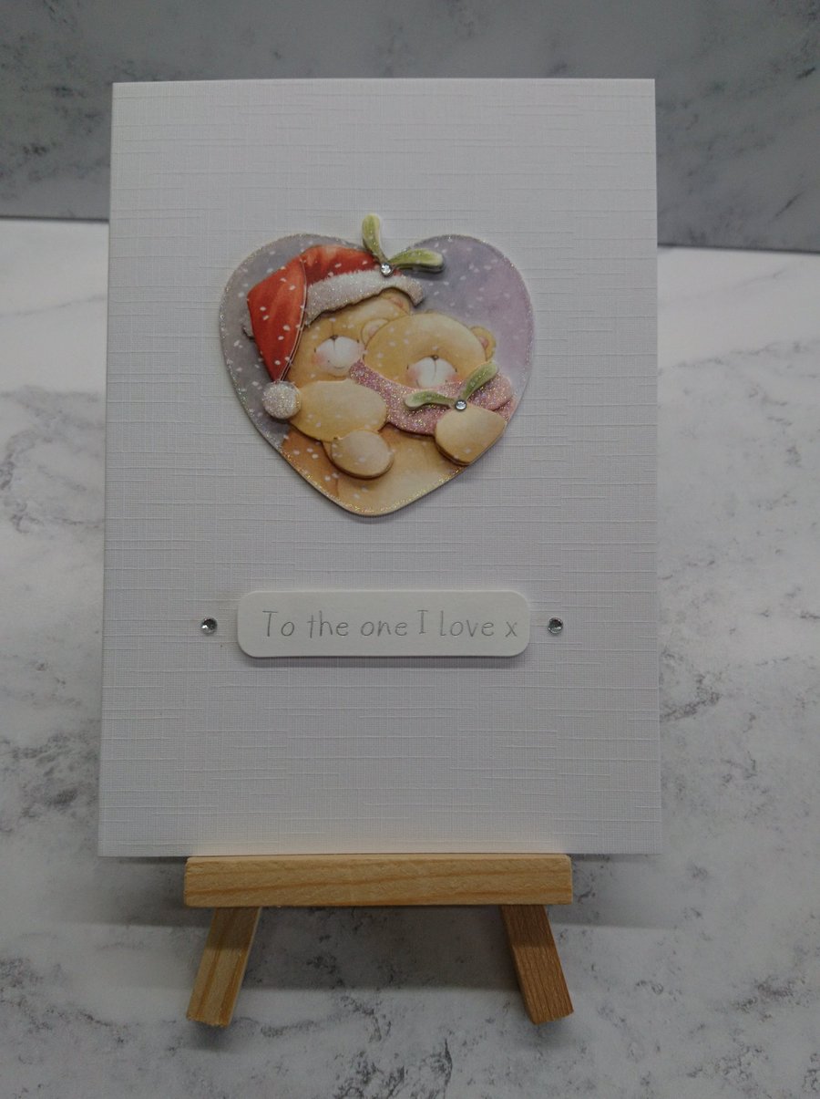 Christmas Card To The One I Love Teddy Bears Cuddles 3D Luxury Handmade Card