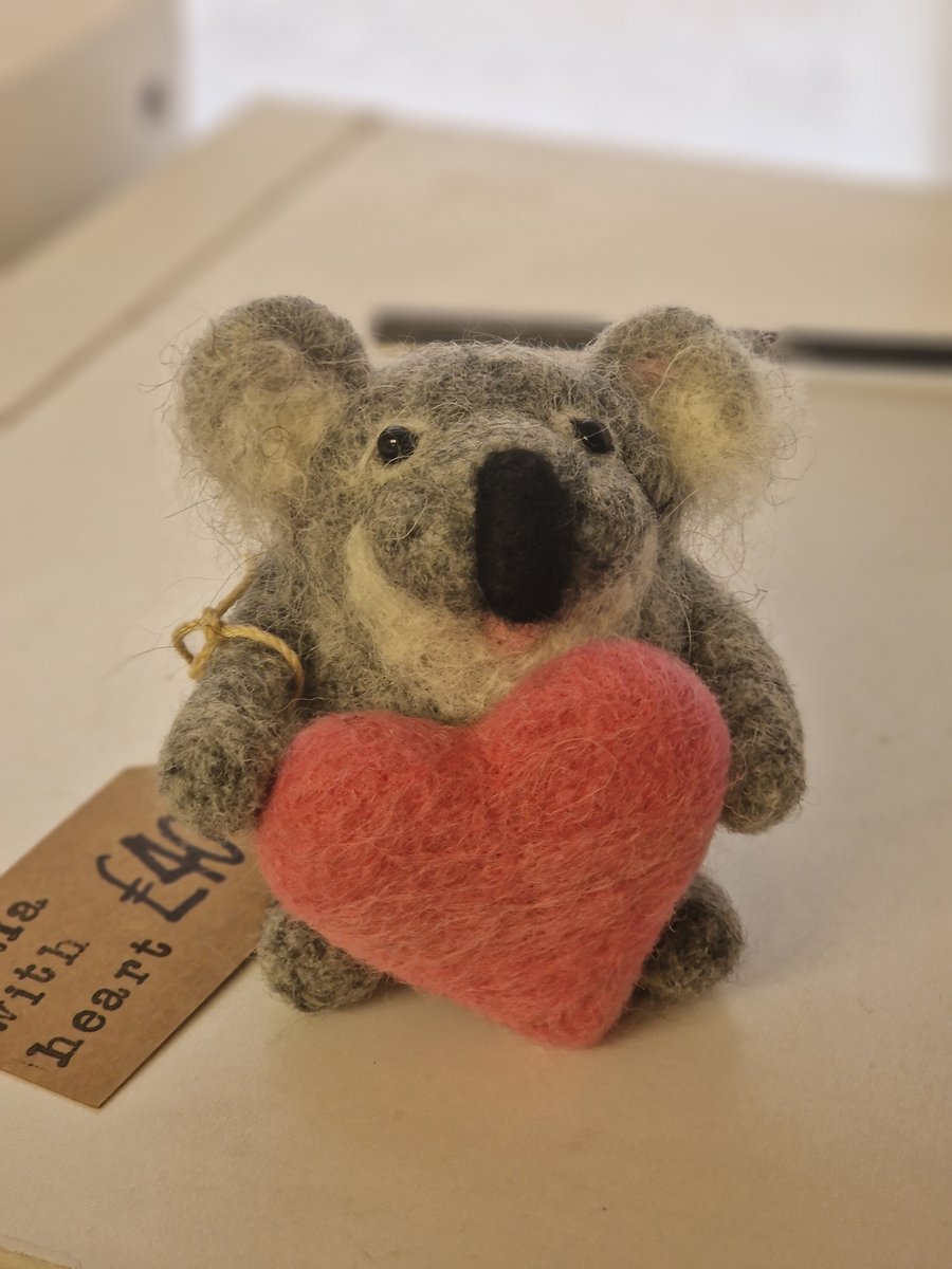 Love Koala! Needle felted animal sculpture for Valentine's Day or a love gift