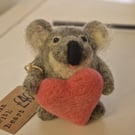 Love Koala! Needle felted animal sculpture for Valentine's Day or a love gift