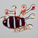 Fused Glass tropical fish with coral - handmade home decor gift