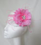Bright Pale Pink Rose Flower Retro Vintage Flapper Gatsby Hair Headband Band - Image 1