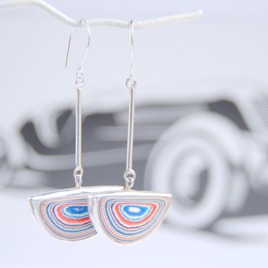 Dodge fordite semi circular drop earrings