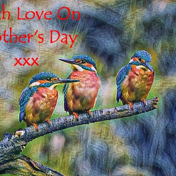 Mother's Day Card Kingfishers 