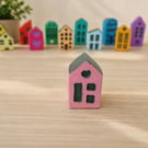 Handmade Mini Clay House - Pink Painted Village Decor