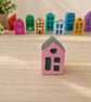 Handmade Mini Clay House - Pink Painted Village Decor