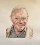 Framed original A3 portrait of Anthony Hopkins 