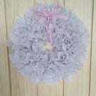 8" Ruffle Mesh Wreath - Pale pink 