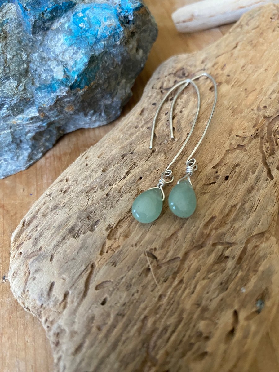 Aventurine Sterling silver drop earrings