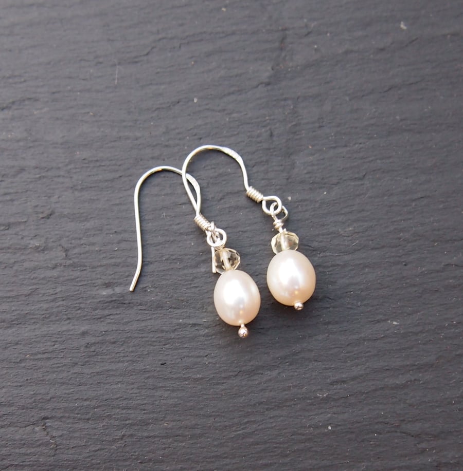 Pearl and citrine earrings