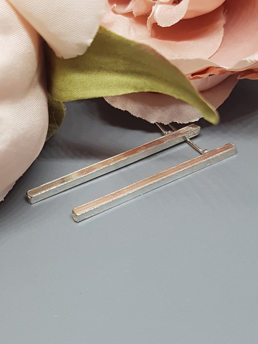 Sterling Silver Bar Stud Earrings