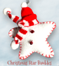Christmas star hanging decorations baubles in woolly hats, scarves, jingle bells - Image 3
