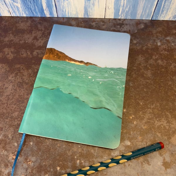 Notebook, Marine themed, A5 (ish), made from up-cycled and recycled materials.