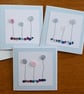 Pack of 3 Mini Blank Cards - Pastel Blue Button Flowers and Sequins - Image 5
