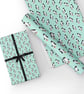 Gift Wrap Penguins-Mint, Penguins & Matching Gift Tag-Wrapping Paper-LG12