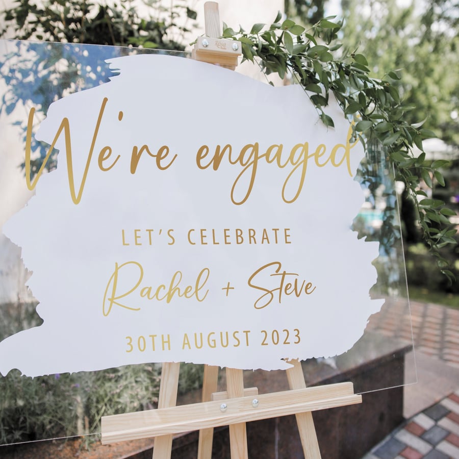We're engaged Sticker - Personalised Engagement Party Sticker For DIY Mirror