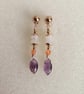 Dangle earrings, moonstone, carnelian and amethyst  - Image 8