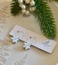Pearl Snowflake Hoop Earrings - Polymer Clay Handmade Jewellery 