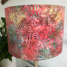 Batik Lampshade Blush Red - drum lampshade 30cm dia