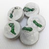 Little Green Island Textile and Concrete Mixed Media Round 50mm Brooches