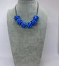 Handmade blue stripey lamp work glass beads - Image 7