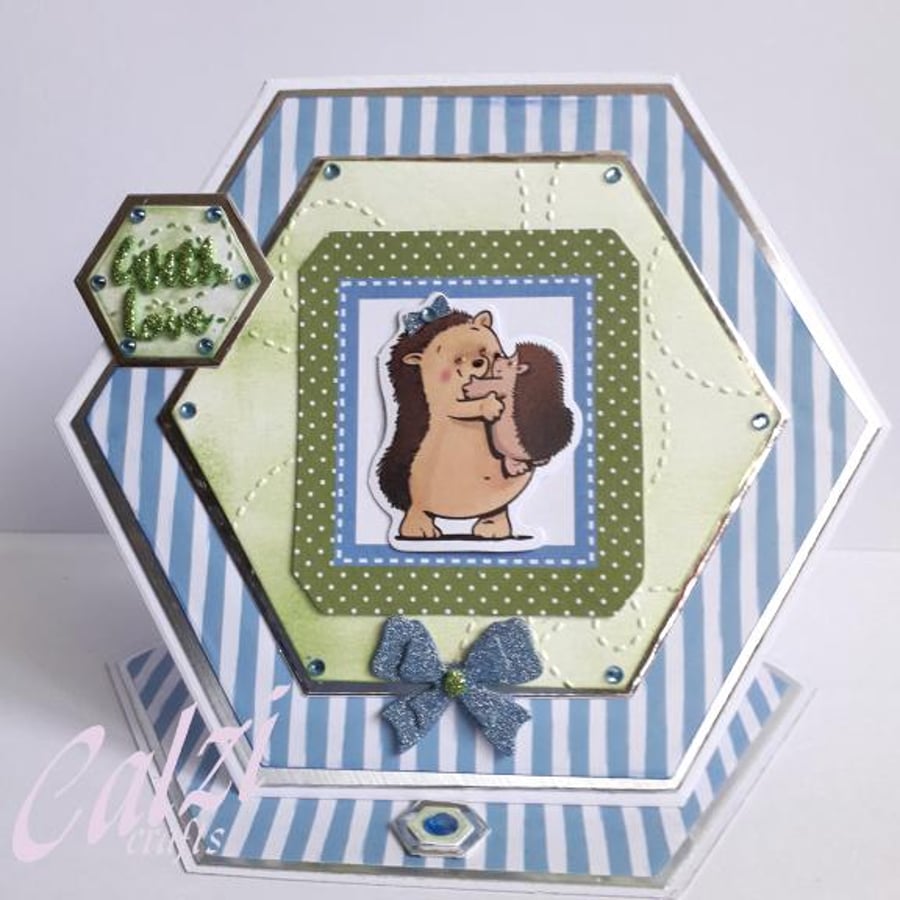  Hedgehog Hexagonal Shaped Mother's Day Card