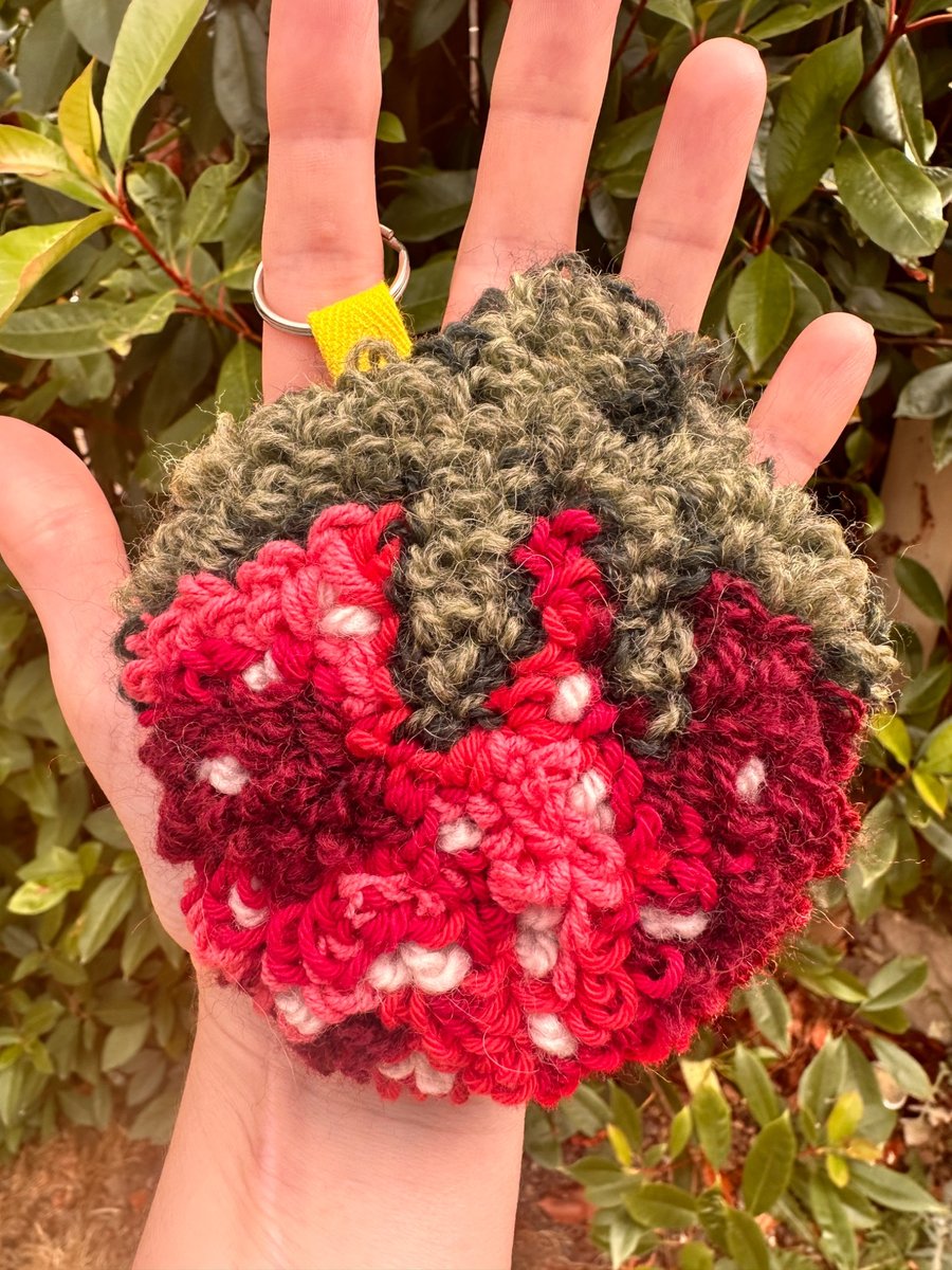Strawberry punch needle bag charm