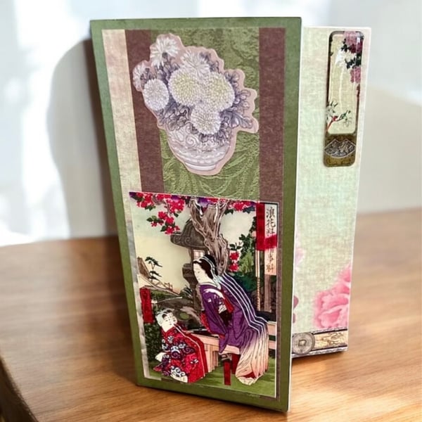 Japanese Inspired 3D Decoupage Greetings Card – Geisha Design
