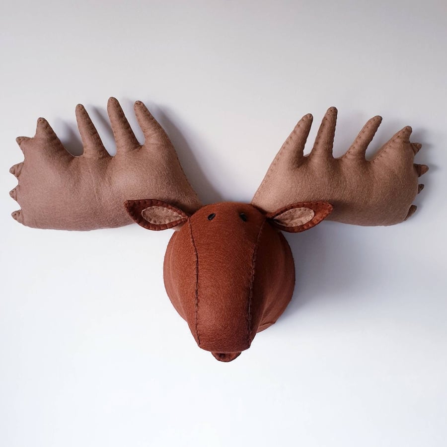 MOOSE - Felt Faux Taxidermy - Wall Mounted Animal Head