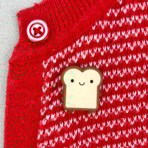 Kawaii Toast Wooden Pin or Brooch