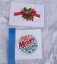 Set of 2 Cross Stitch Christmas Cards, Festive Red Bow & Merry Christmas - Image 10