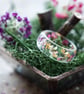 Real Flower Ring Sweet Alyssum - Gold Flakes Pressed Flower Ring Resin Jewelry R - Image 4