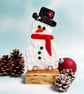 Fused Glass Snowman on Yew Stand-Small