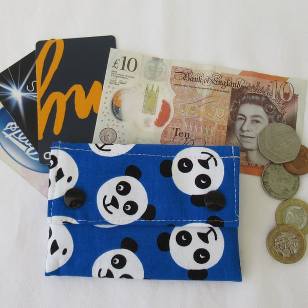 Panda themed Wallet, Handmade from Quality Cotton Fabric