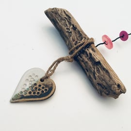 Unique Driftwood, Loveheart hanger, pottery, gift idea, birthday, home decor