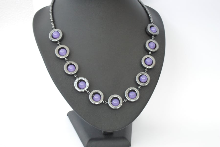 Lavender alexandrite & hematite necklace