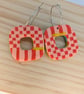 Spotty or chequered double earrings 