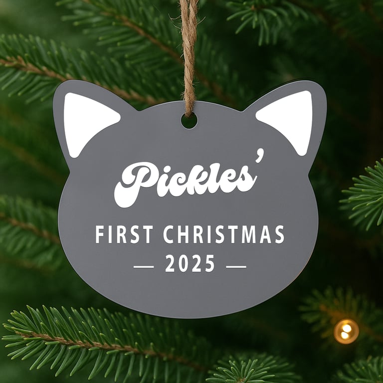Personalised Cat First Christmas Bauble – Custom Cat Head Ornament - Xmas Tree 