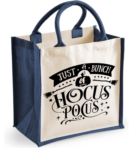Just A Bunch Of Hocus Pocus Midi Jute Canvas Bag - Halloween witch Themed