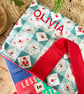 Personalised Embroidered Turquoise Floral Book Sleeve, Cottagecore Book Gift