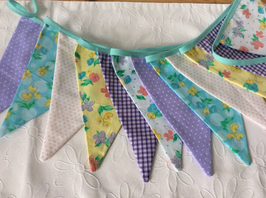 Bunting with Spring Pastels and florals, Fabric Garland, Easter decoration