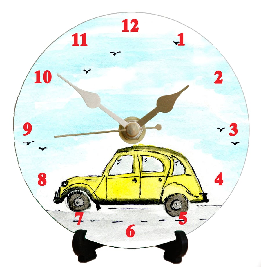 12cm DIY clock kit Citroen 2cv illustration - wall or desk clock