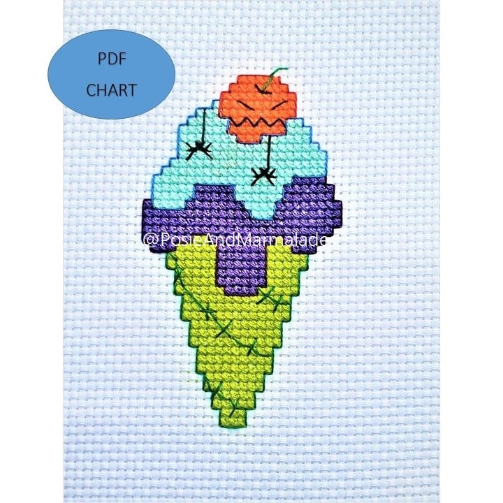 Halloween Ice cream cross stitch digital Download PDF chart