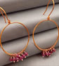 Natural Ruby & Hammered Copper Hoop Earrings - Image 1