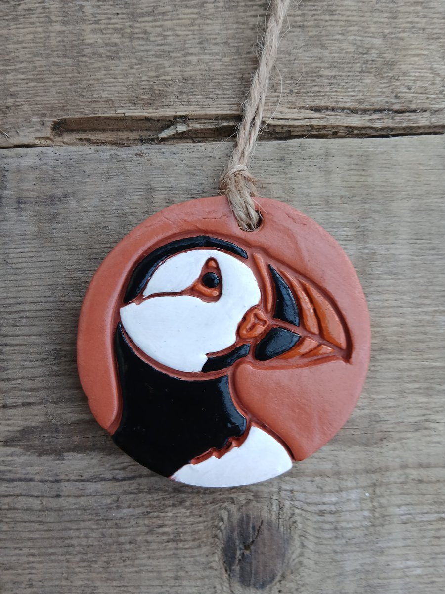 Scottish Puffin Painted Terracotta Hanging Aromatherapy Diffuser