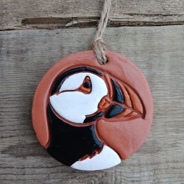 Scottish Puffin Painted Terracotta Hanging Aromatherapy Diffuser