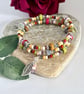 Colourful handmade Czech glass memory wire wrap bracelet in warm summer shades
