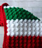 Crochet Blanket in Green Red and White Ready to Ship perfectly imperfect - Image 4