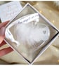 Heart Print Memorial Feather Bauble, Heart Glass Christmas Ornament, Remembrance - Image 1
