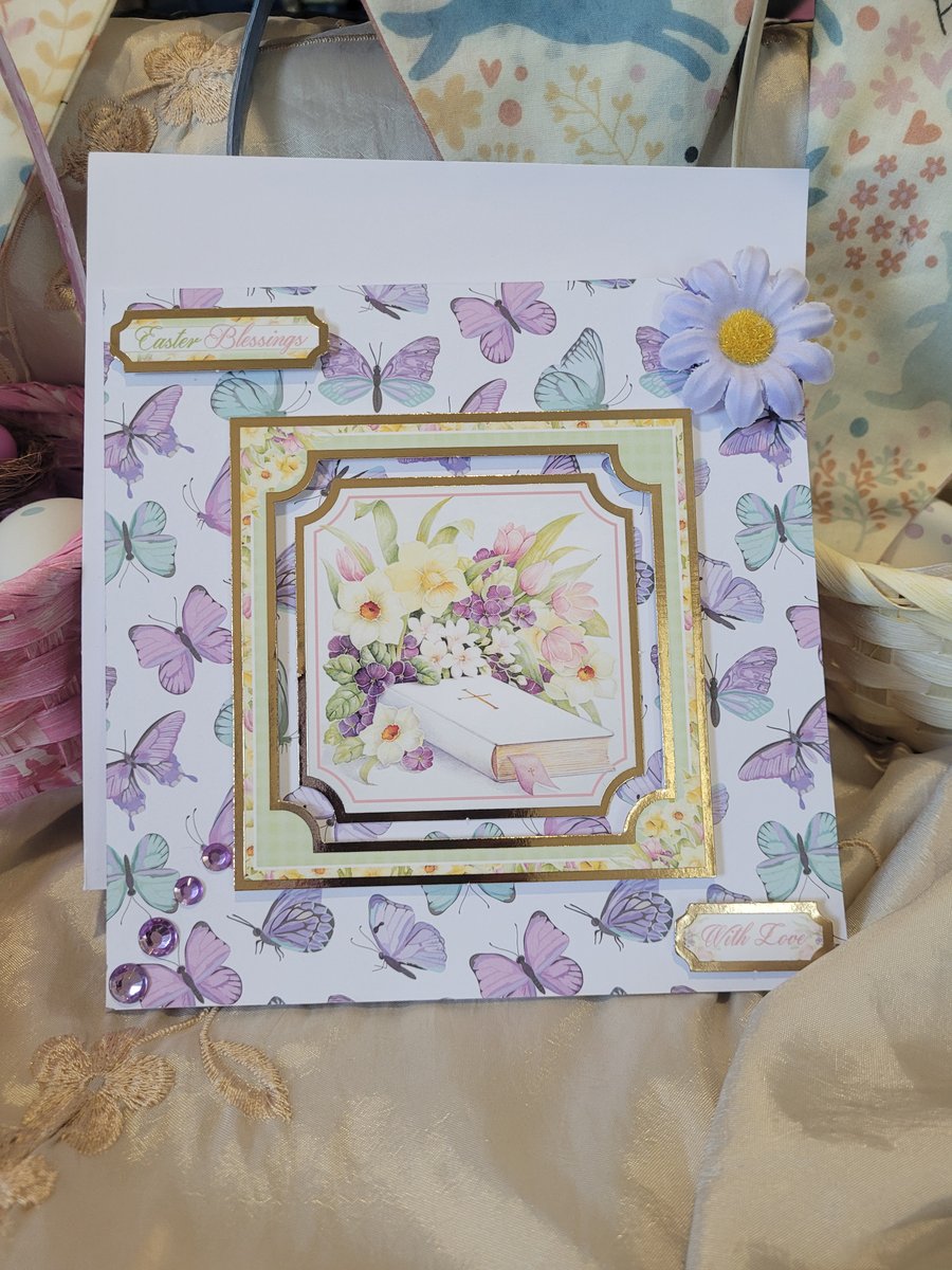Easter Square Greeting Card - Butterfly Blessings 