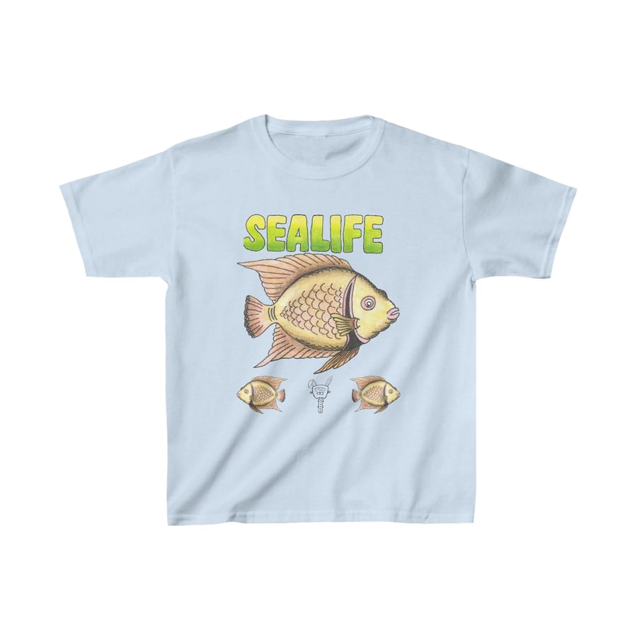 Sea Life Angel Fish Kids Heavy Cotton Tee hand drawn by Bikabunny